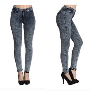 High Rise Acid Wash Stretch Jeans Sz 24